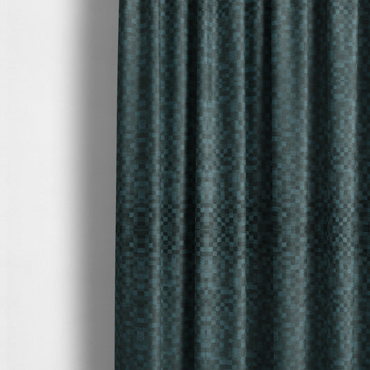 Fabriano Squared Pattern Chenille Type Navy Blue Upholstery Fabric CTR-934 - Made To Measure Curtains