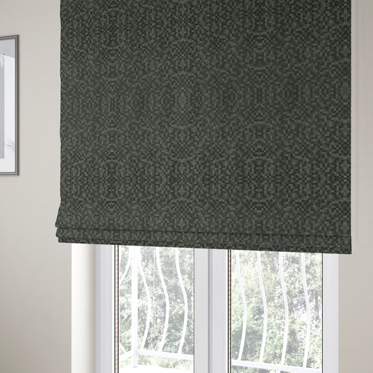 Fabriano Squared Pattern Chenille Type Grey Upholstery Fabric CTR-935 - Roman Blinds