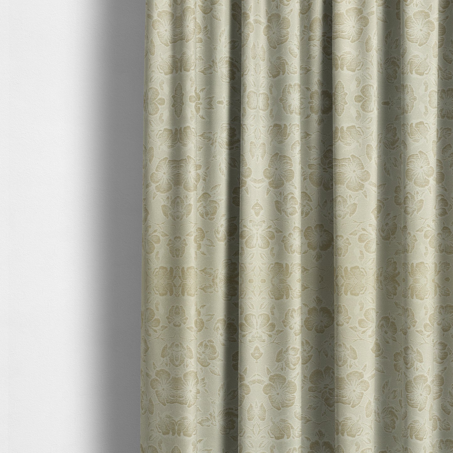 Fabriano Floral Pattern Chenille Type Cream Beige Upholstery Fabric CTR-937 - Made To Measure Curtains