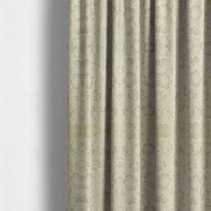 Fabriano Floral Pattern Chenille Type Cream Beige Upholstery Fabric CTR-937 - Made To Measure Curtains