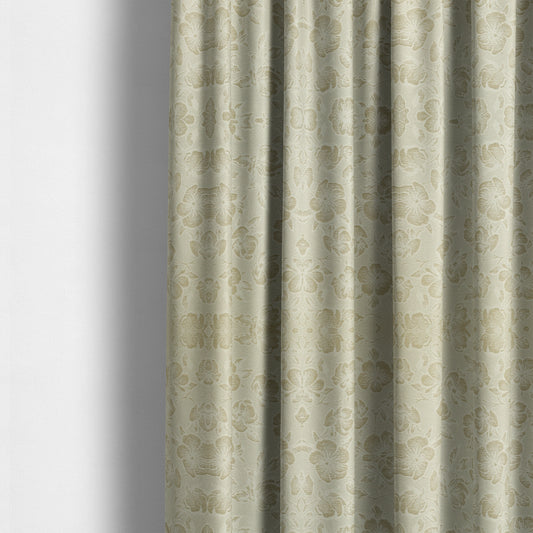 Fabriano Floral Pattern Chenille Type Cream Beige Upholstery Fabric CTR-937 - Made To Measure Curtains