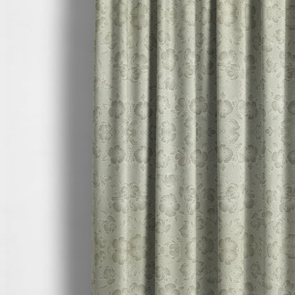 Fabriano Floral Pattern Chenille Type Silver Upholstery Fabric CTR-938 - Made To Measure Curtains