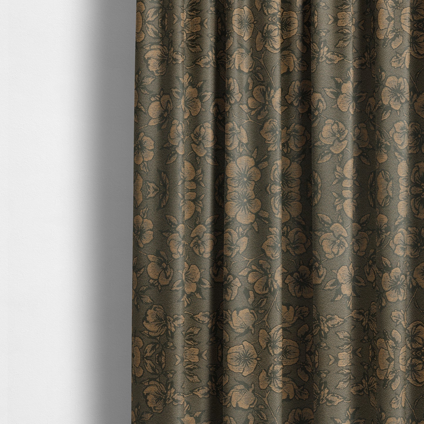 Fabriano Floral Pattern Chenille Type Brown Upholstery Fabric CTR-939 - Made To Measure Curtains