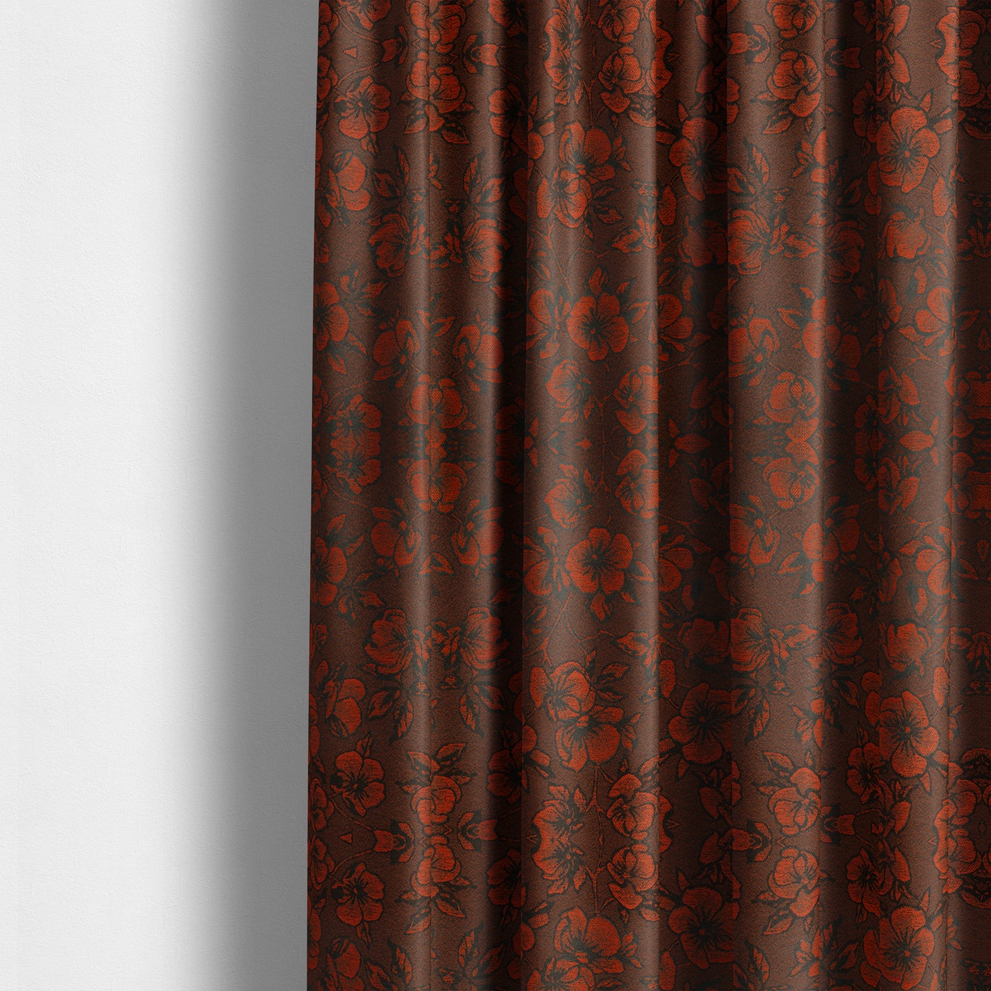 Fabriano Floral Pattern Chenille Type Red Upholstery Fabric CTR-940 - Made To Measure Curtains