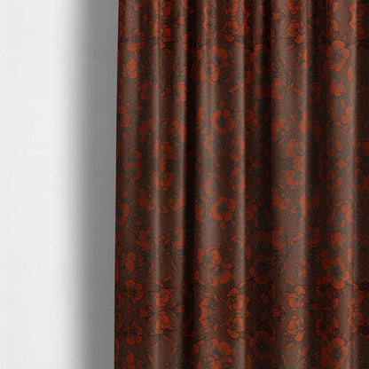 Fabriano Floral Pattern Chenille Type Red Upholstery Fabric CTR-940 - Made To Measure Curtains