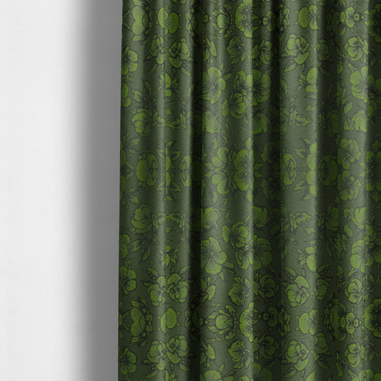 Fabriano Floral Pattern Chenille Type Green Upholstery Fabric CTR-941 - Made To Measure Curtains