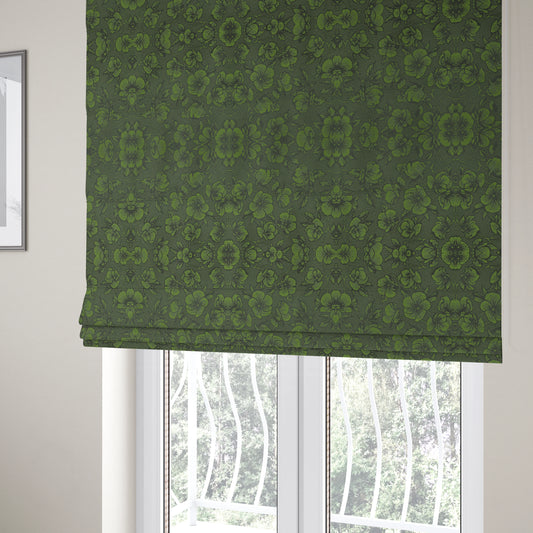 Fabriano Floral Pattern Chenille Type Green Upholstery Fabric CTR-941 - Roman Blinds