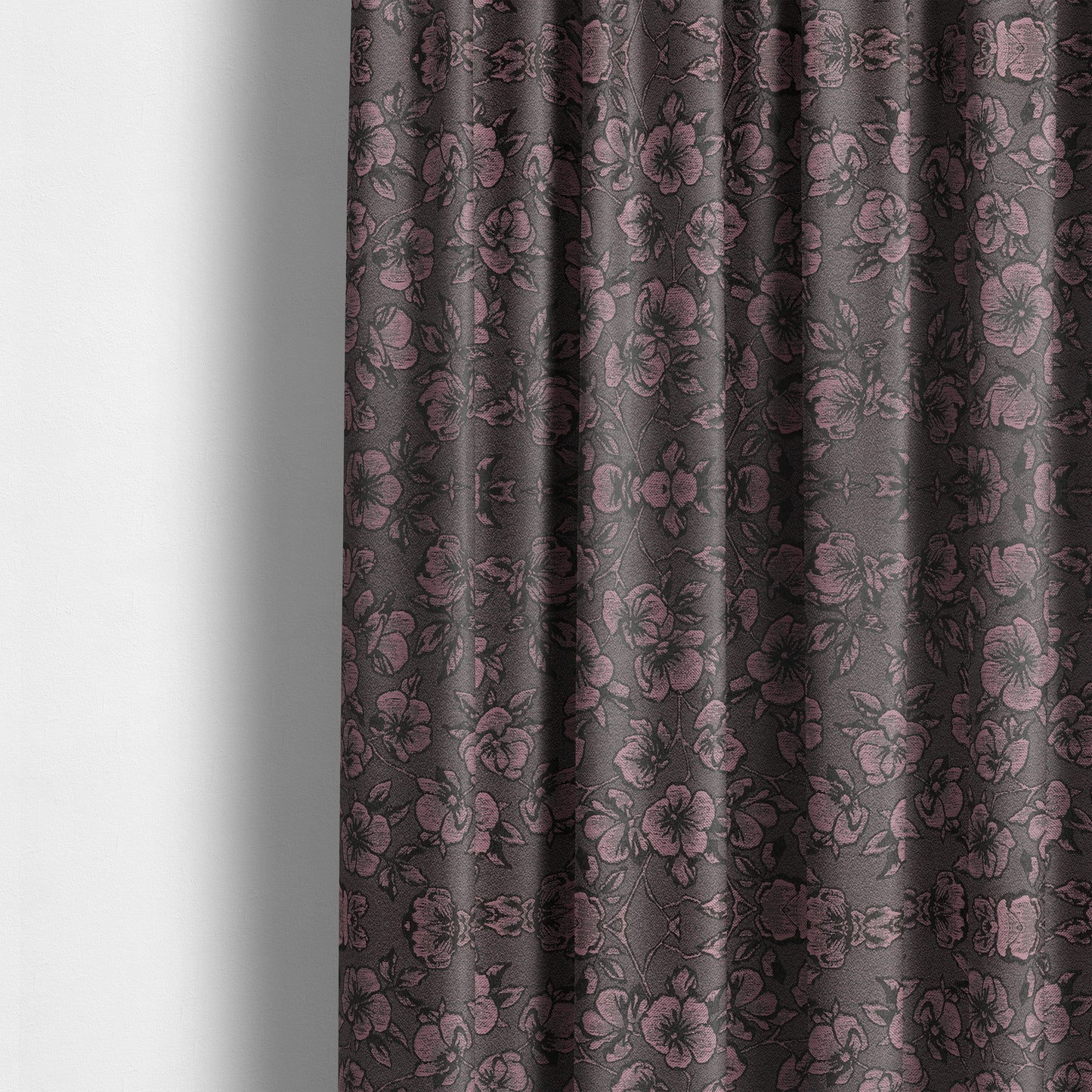 Fabriano Floral Pattern Chenille Type Purple Upholstery Fabric CTR-942 - Made To Measure Curtains