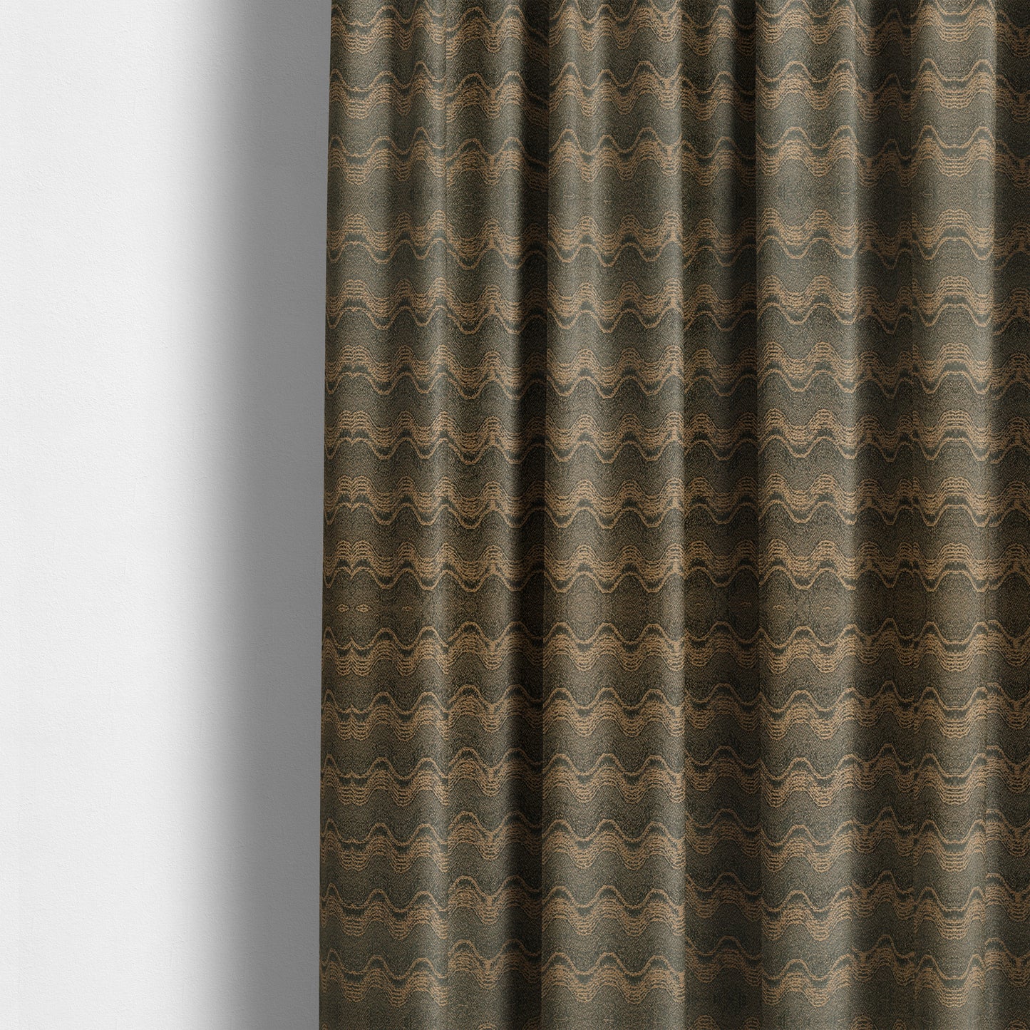 Fabriano Wave Pattern Chenille Type Brown Upholstery Fabric CTR-948 - Made To Measure Curtains