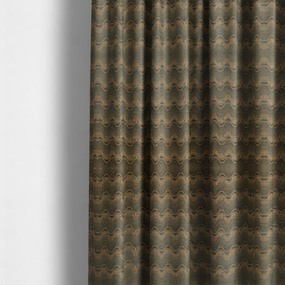 Fabriano Wave Pattern Chenille Type Brown Upholstery Fabric CTR-948 - Made To Measure Curtains