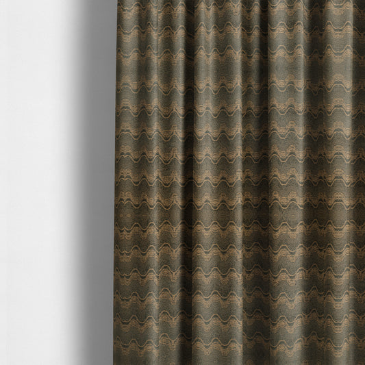 Fabriano Wave Pattern Chenille Type Brown Upholstery Fabric CTR-948 - Made To Measure Curtains