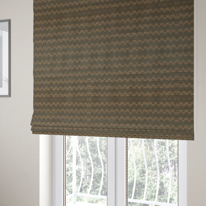 Fabriano Wave Pattern Chenille Type Brown Upholstery Fabric CTR-948 - Roman Blinds