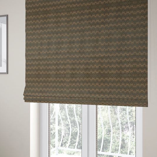 Fabriano Wave Pattern Chenille Type Brown Upholstery Fabric CTR-948 - Roman Blinds