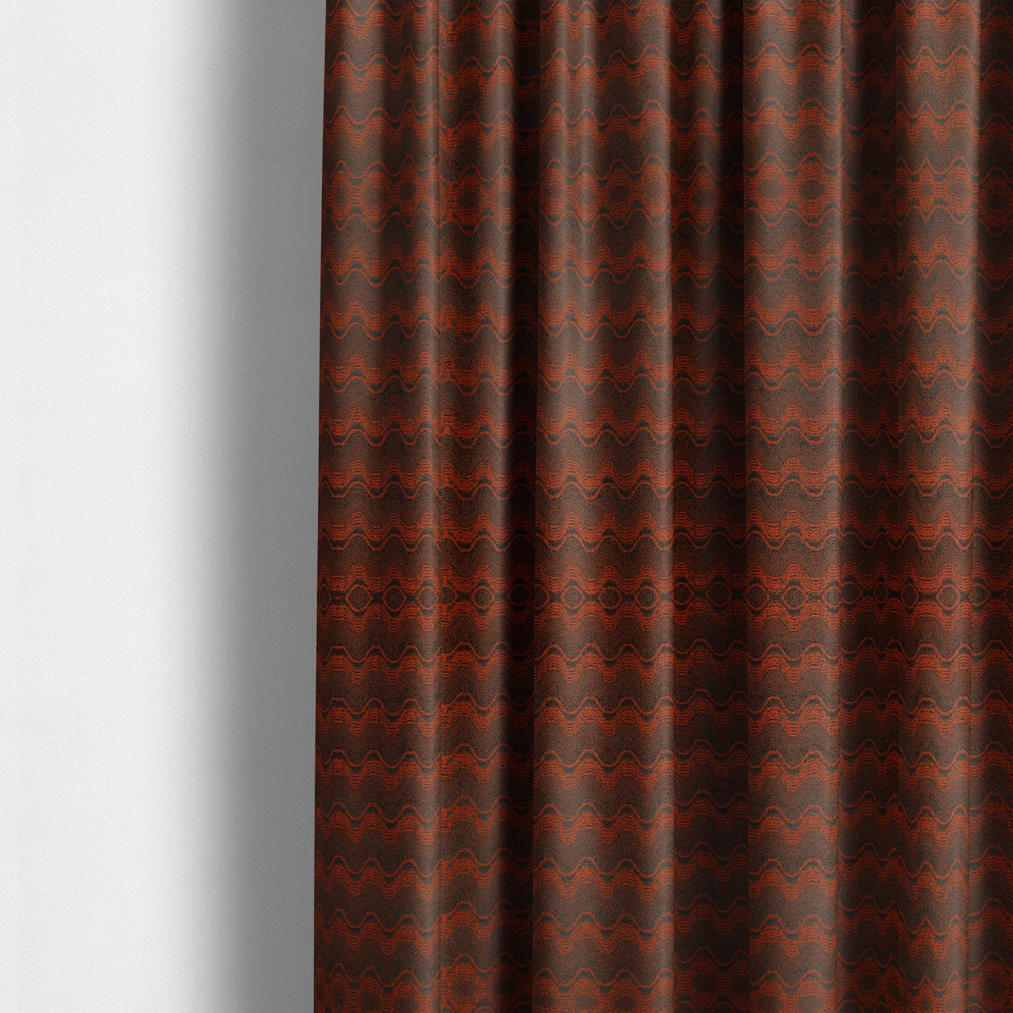 Fabriano Wave Pattern Chenille Type Red Upholstery Fabric CTR-949 - Made To Measure Curtains