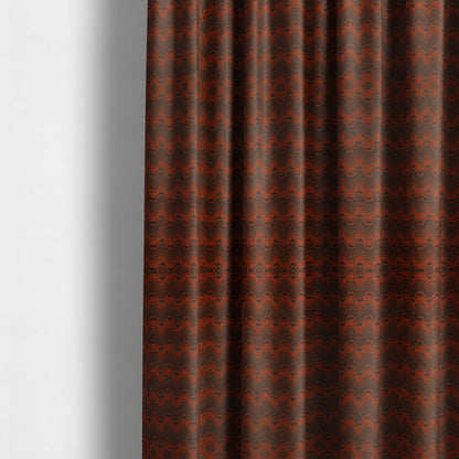 Fabriano Wave Pattern Chenille Type Red Upholstery Fabric CTR-949 - Made To Measure Curtains