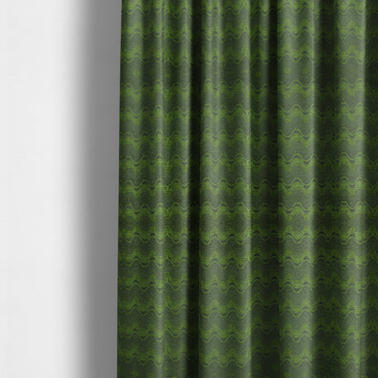 Fabriano Wave Pattern Chenille Type Green Upholstery Fabric CTR-950 - Made To Measure Curtains