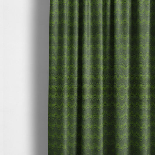 Fabriano Wave Pattern Chenille Type Green Upholstery Fabric CTR-950 - Made To Measure Curtains