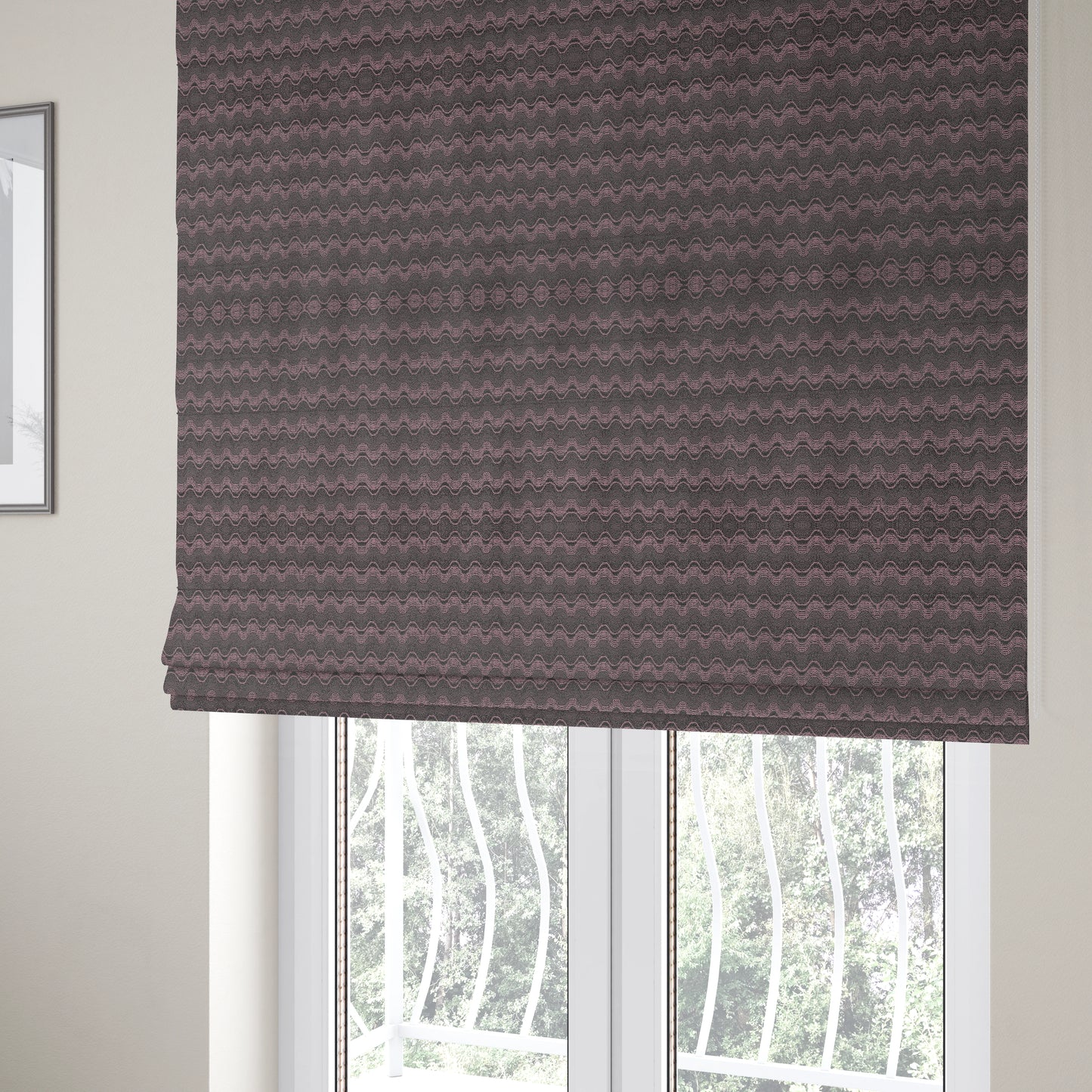 Fabriano Wave Pattern Chenille Type Purple Upholstery Fabric CTR-951 - Roman Blinds