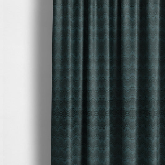 Fabriano Wave Pattern Chenille Type Navy Blue Upholstery Fabric CTR-952 - Made To Measure Curtains