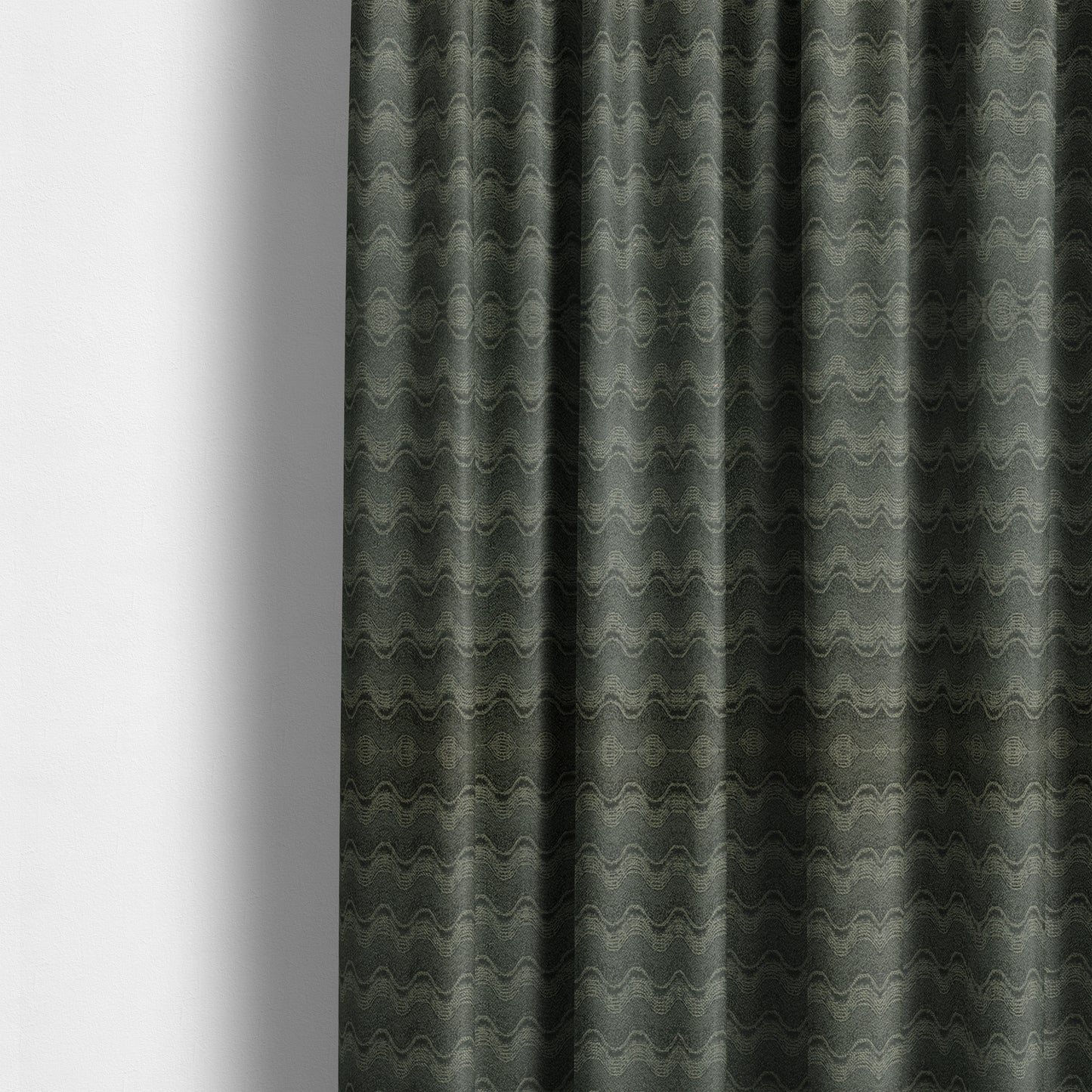 Fabriano Wave Pattern Chenille Type Grey Upholstery Fabric CTR-953 - Made To Measure Curtains