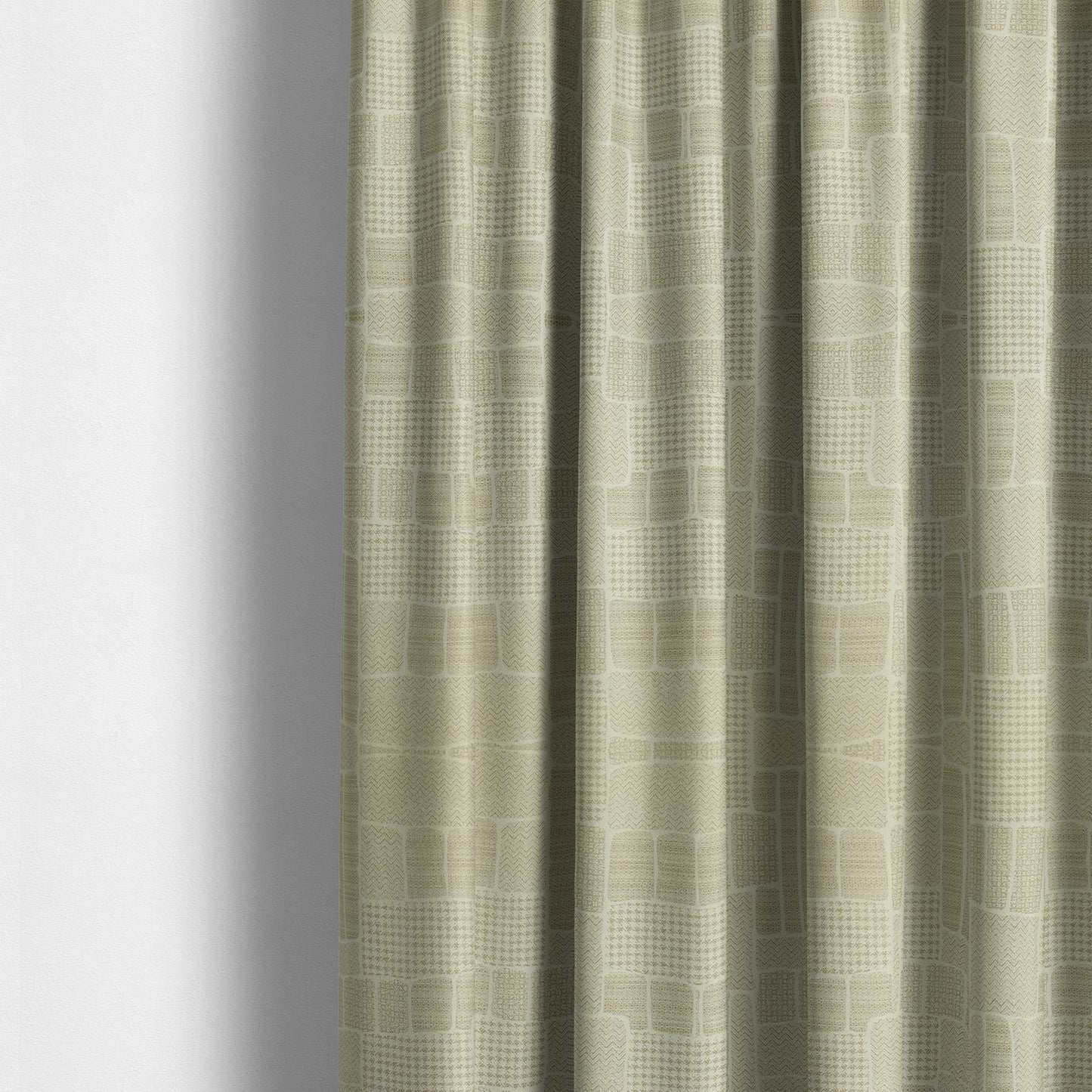 Fabriano Patchwork Pattern Chenille Type Cream Beige Upholstery Fabric CTR-955 - Made To Measure Curtains