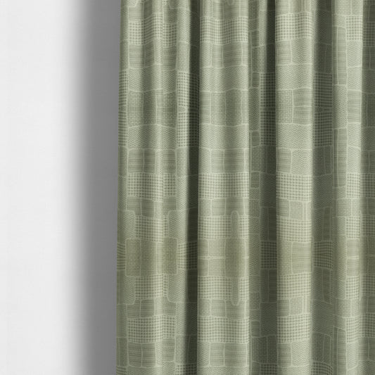 Fabriano Patchwork Pattern Chenille Type Silver Upholstery Fabric CTR-956 - Made To Measure Curtains