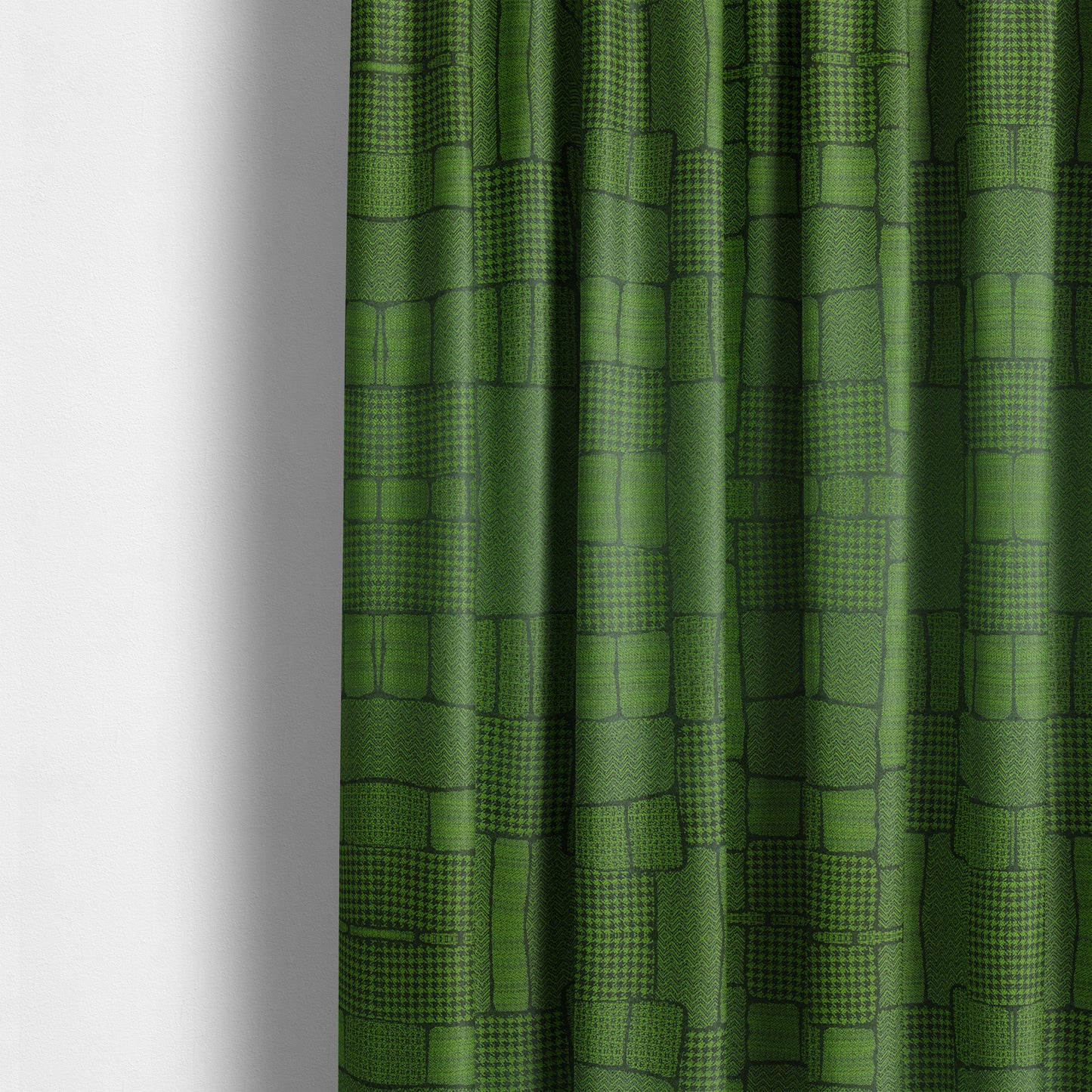 Fabriano Patchwork Pattern Chenille Type Green Upholstery Fabric CTR-959 - Made To Measure Curtains