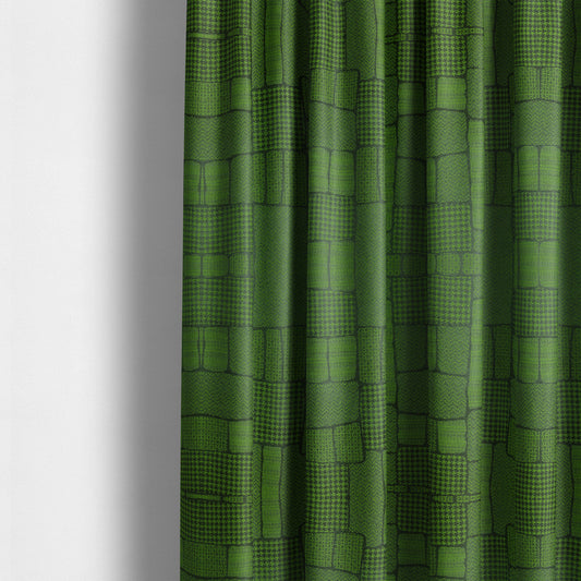 Fabriano Patchwork Pattern Chenille Type Green Upholstery Fabric CTR-959 - Made To Measure Curtains