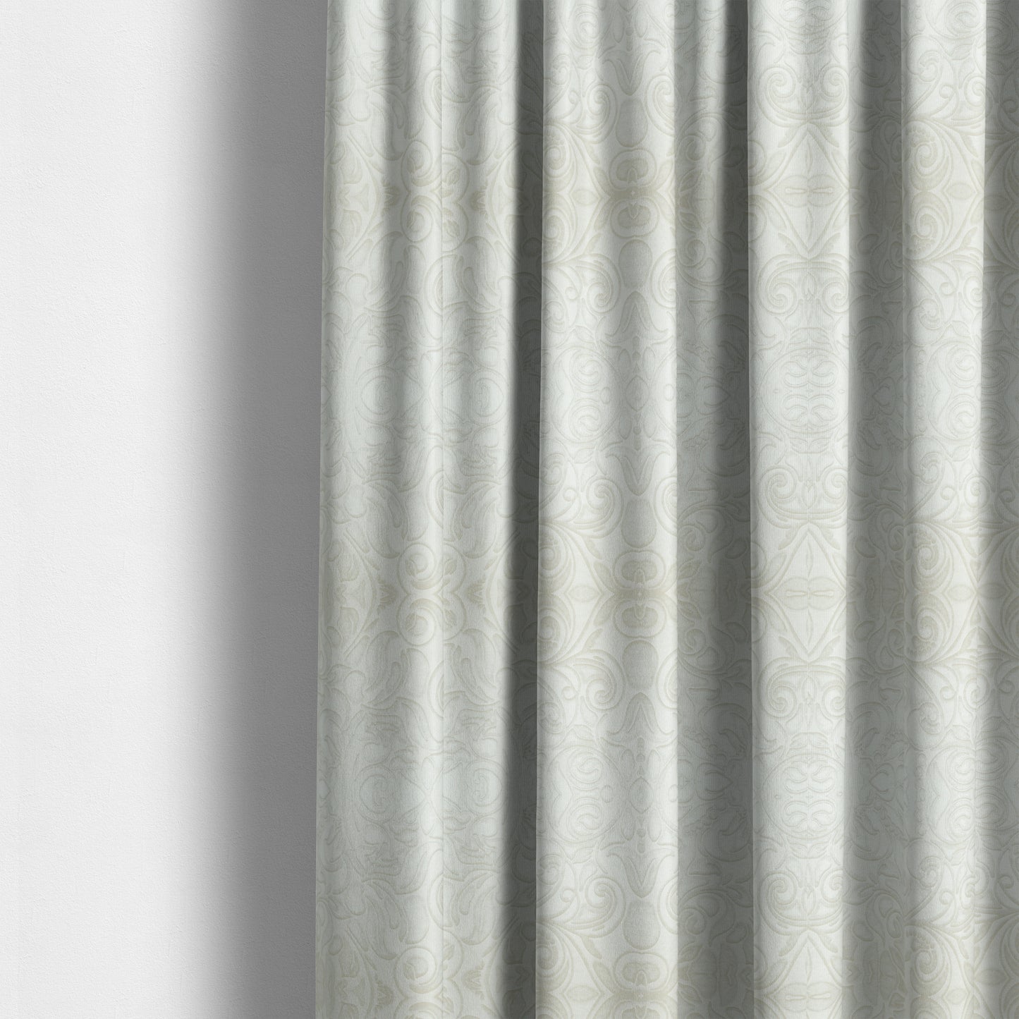 Delight Shiny Floral Embossed Pattern Velvet Fabric In Silver Colour Upholstery Fabric CTR-96 - Made To Measure Curtains