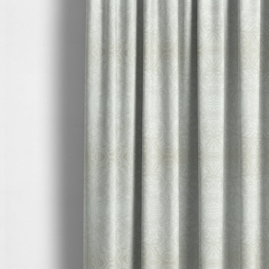 Delight Shiny Floral Embossed Pattern Velvet Fabric In Silver Colour Upholstery Fabric CTR-96 - Made To Measure Curtains