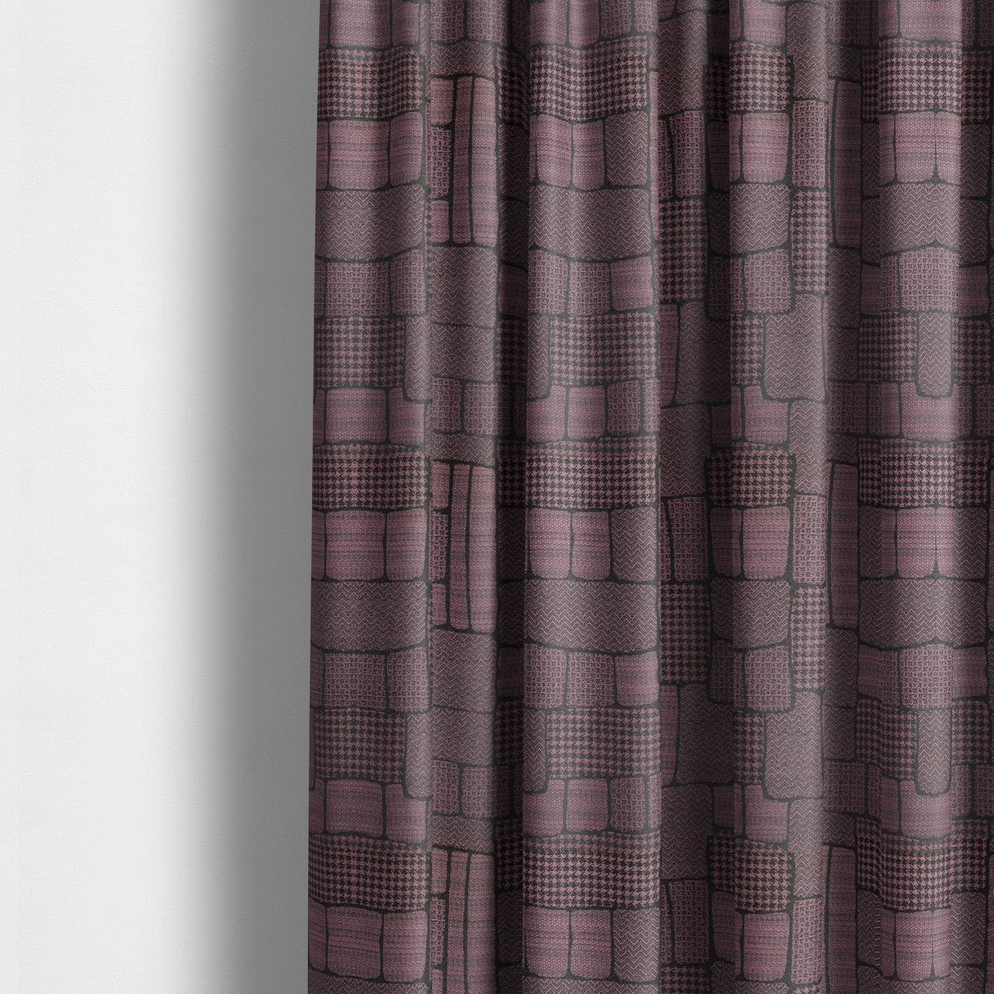 Fabriano Patchwork Pattern Chenille Type Purple Upholstery Fabric CTR-960 - Made To Measure Curtains