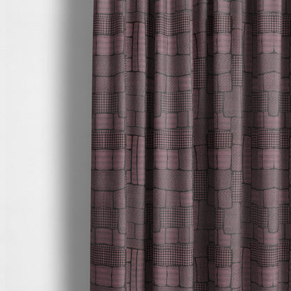 Fabriano Patchwork Pattern Chenille Type Purple Upholstery Fabric CTR-960 - Made To Measure Curtains