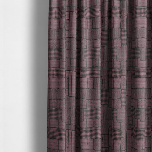 Fabriano Patchwork Pattern Chenille Type Purple Upholstery Fabric CTR-960 - Made To Measure Curtains