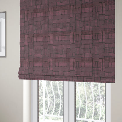 Fabriano Patchwork Pattern Chenille Type Purple Upholstery Fabric CTR-960 - Roman Blinds