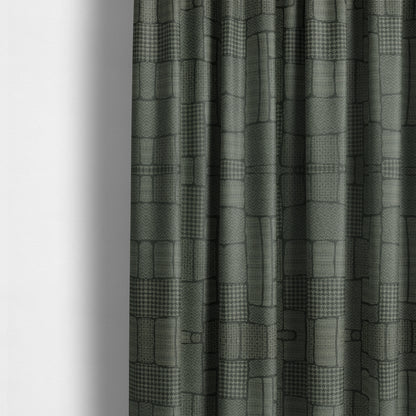 Fabriano Patchwork Pattern Chenille Type Grey Upholstery Fabric CTR-962 - Made To Measure Curtains