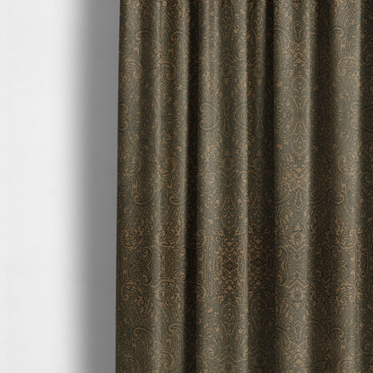 Fabriano Damask Pattern Chenille Type Brown Upholstery Fabric CTR-966 - Made To Measure Curtains