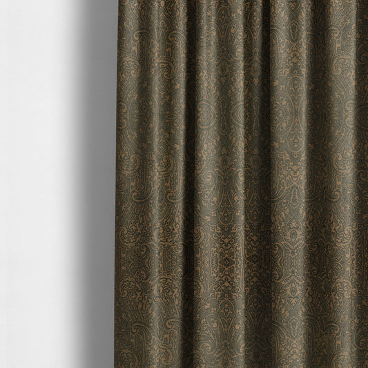 Fabriano Damask Pattern Chenille Type Brown Upholstery Fabric CTR-966 - Made To Measure Curtains