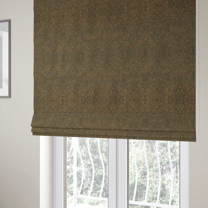 Fabriano Damask Pattern Chenille Type Brown Upholstery Fabric CTR-966 - Roman Blinds