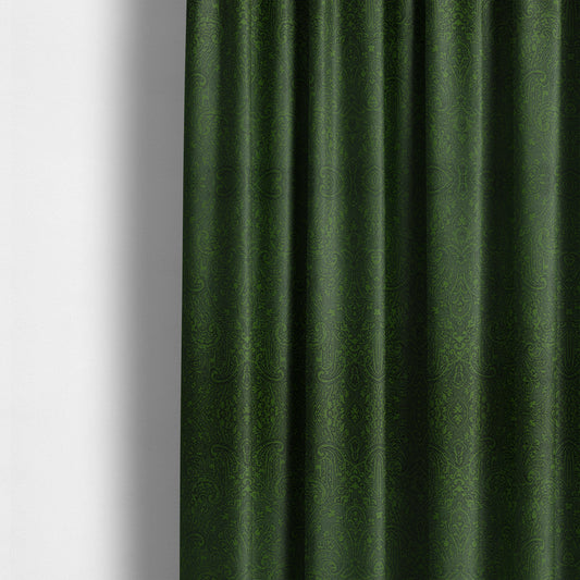 Fabriano Damask Pattern Chenille Type Green Upholstery Fabric CTR-968 - Made To Measure Curtains