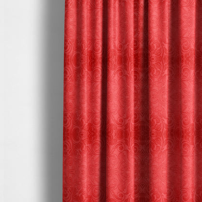 Delight Shiny Floral Embossed Pattern Velvet Fabric In Red Colour Upholstery Fabric CTR-97 - Made To Measure Curtains