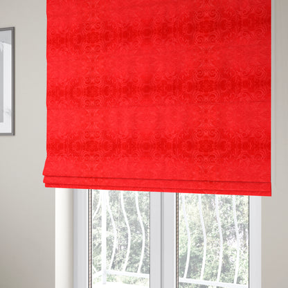 Delight Shiny Floral Embossed Pattern Velvet Fabric In Red Colour Upholstery Fabric CTR-97 - Roman Blinds