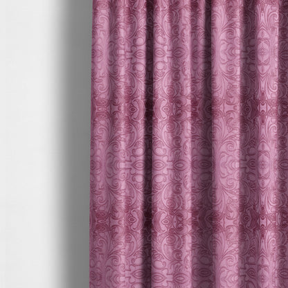 Delight Shiny Floral Embossed Pattern Velvet Fabric In Pink Lilac Colour Upholstery Fabric CTR-98 - Made To Measure Curtains