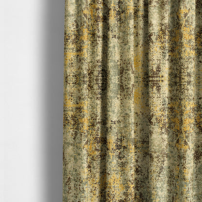 Glamour Art Collection Print Velvet Upholstery Fabric Brown Yellow Grey Colour Abstract Camouflage Plain Pattern CTR-988 - Made To Measure Curtains