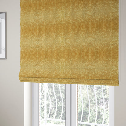 Delight Shiny Floral Embossed Pattern Velvet Fabric In Gold Colour Upholstery Fabric CTR-99 - Roman Blinds