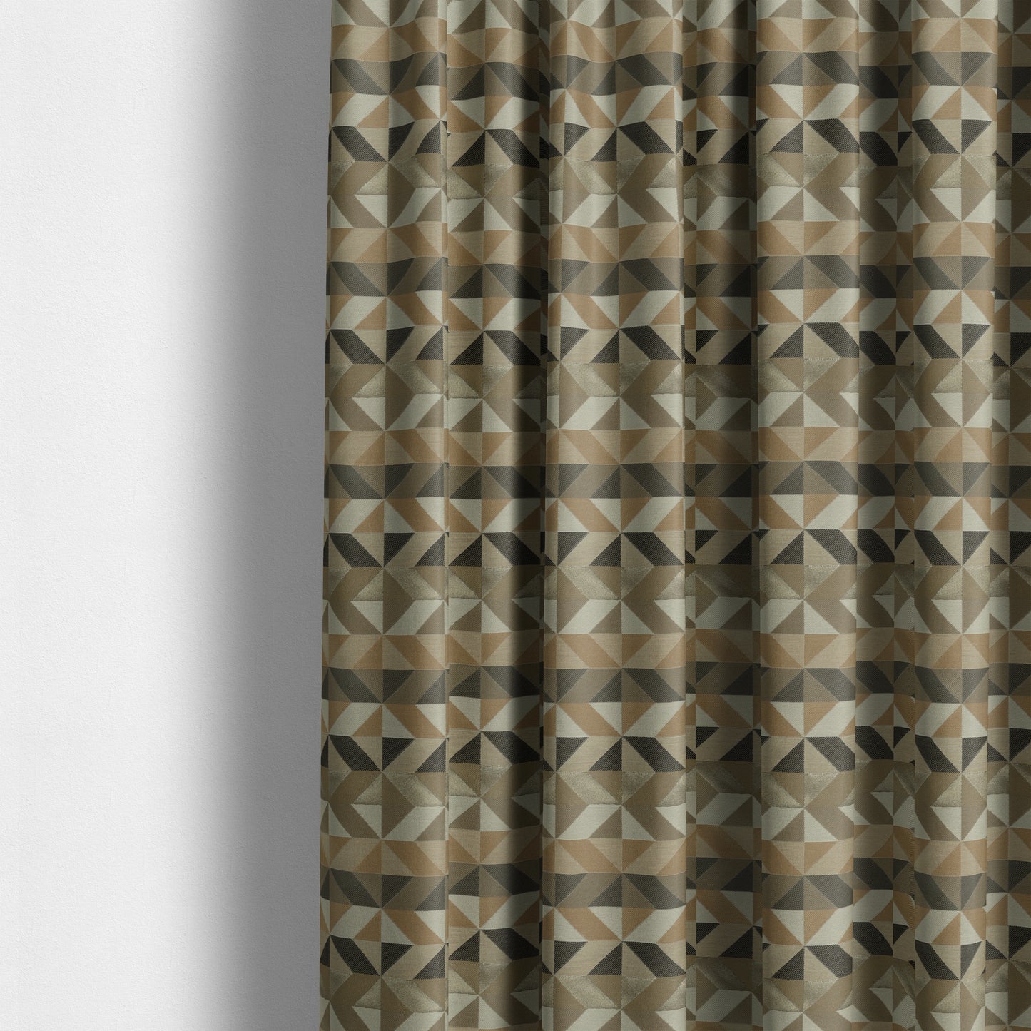 Cannes Art Deco Geometric Pattern Brown Grey White Tones Coloured Upholstery Fabrics - Made To Measure Curtains