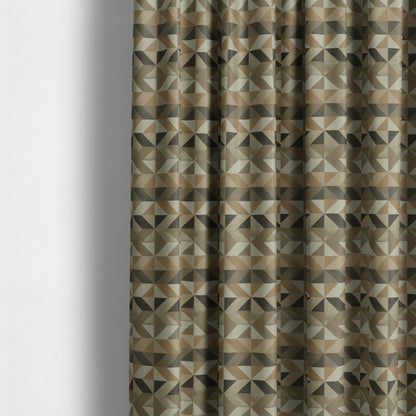 Cannes Art Deco Geometric Pattern Brown Grey White Tones Coloured Upholstery Fabrics - Made To Measure Curtains