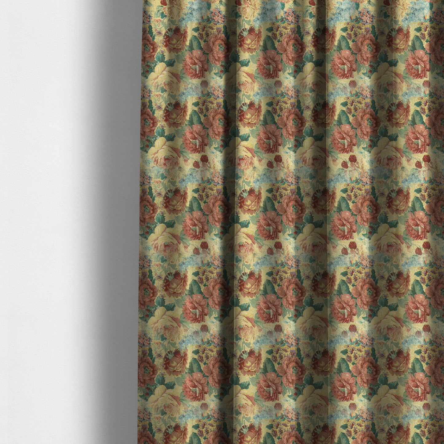 Aliza Floral Pattern Mutli Colour Printed Chenille Upholstery Fabric - Made To Measure Curtains