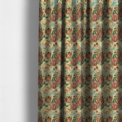 Aliza Floral Pattern Mutli Colour Printed Chenille Upholstery Fabric - Made To Measure Curtains