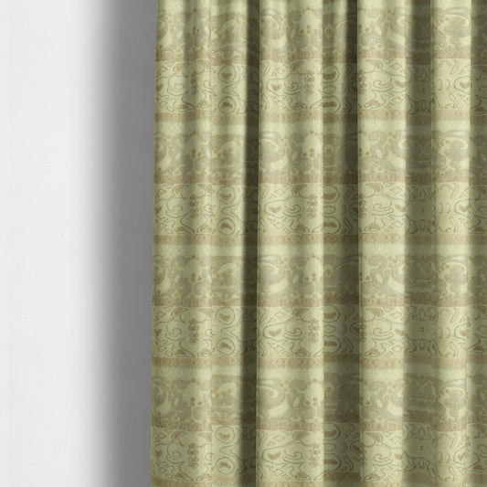 Casablanca Stripe Pattern Velvet Textured Furnishing Fabric In Brown Colour - Made To Measure Curtains