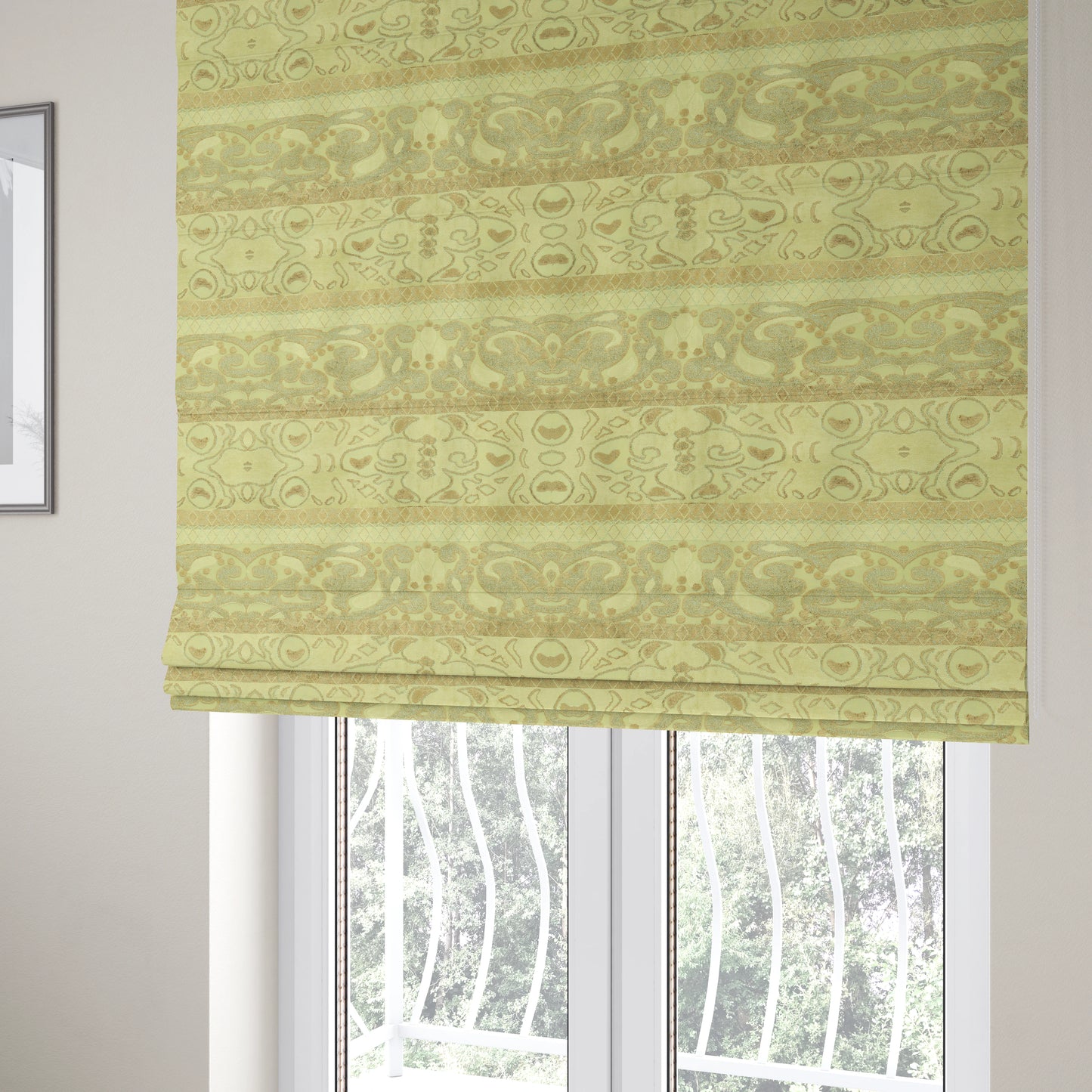 Casablanca Stripe Pattern Velvet Textured Furnishing Fabric In Brown Colour - Roman Blinds